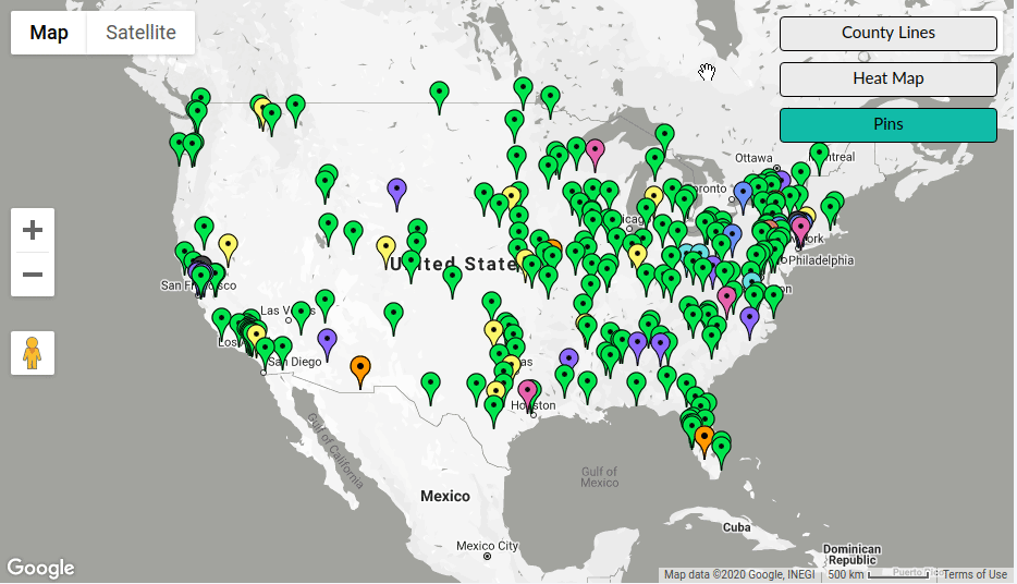 Mexican League Map, Teams